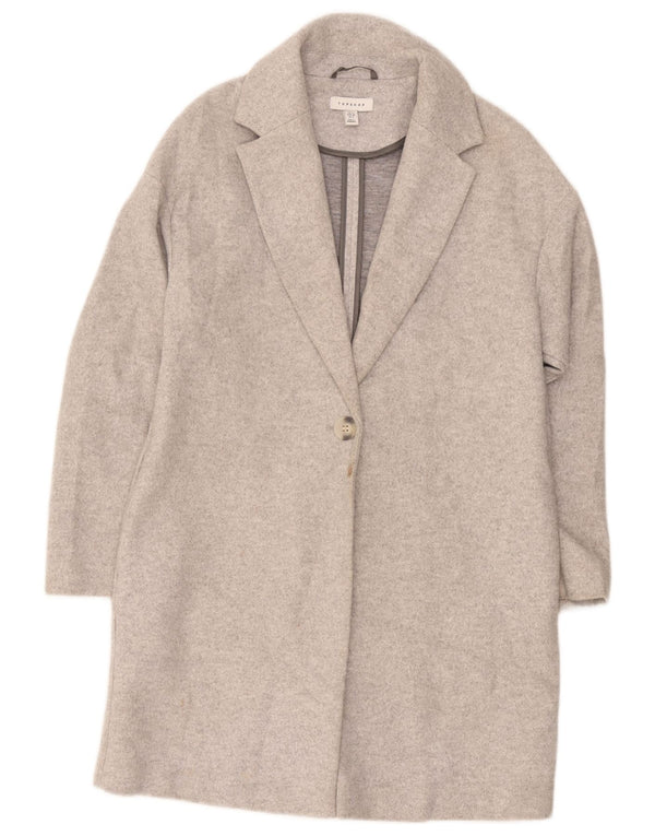 Topshop Womens Oversized Overcoat UK 8 Small Grey Polyester