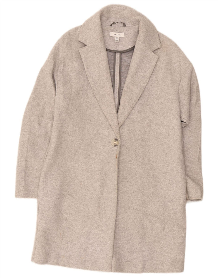 Topshop Womens Oversized Overcoat UK 8 Small Grey Polyester