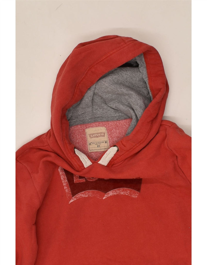 LEVI'S Boys Graphic Hoodie Jumper 11-12 Years Red Cotton | Vintage Levi's | Thrift | Second-Hand Levi's | Used Clothing | Messina Hembry 