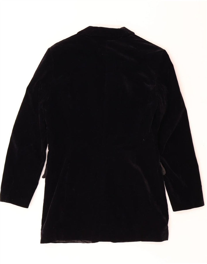 OKTAVIA Womens 3 Button Velour Blazer Jacket UK 12 Medium Black