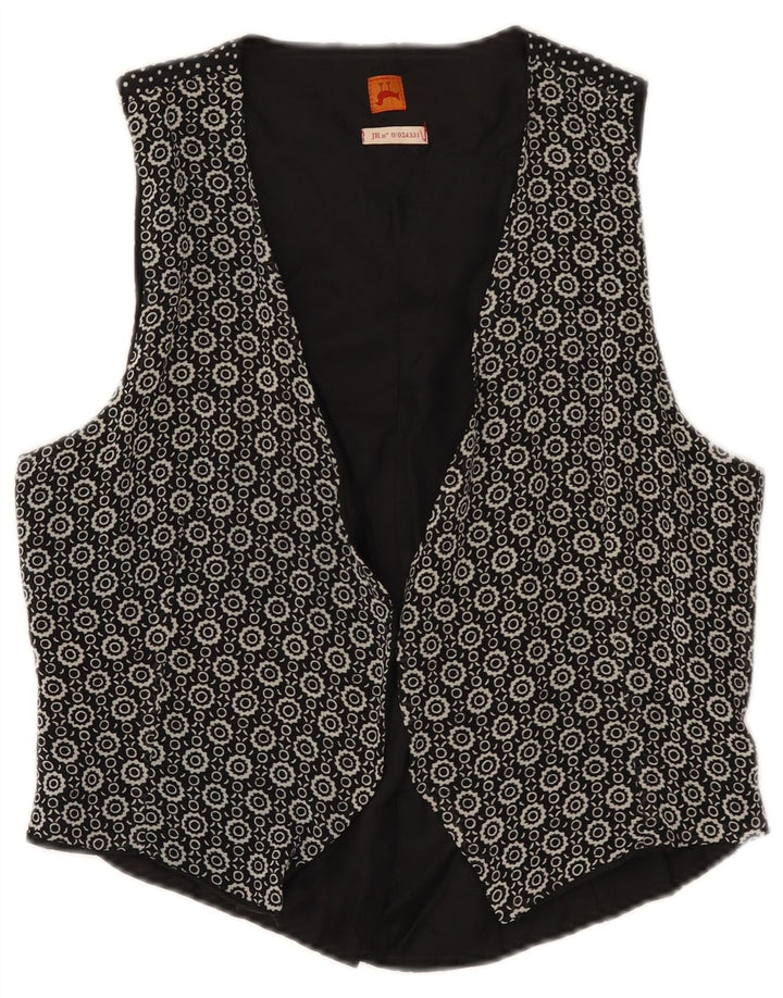 Vintage Womens Waistcoat IT 46 Large Black Geometric