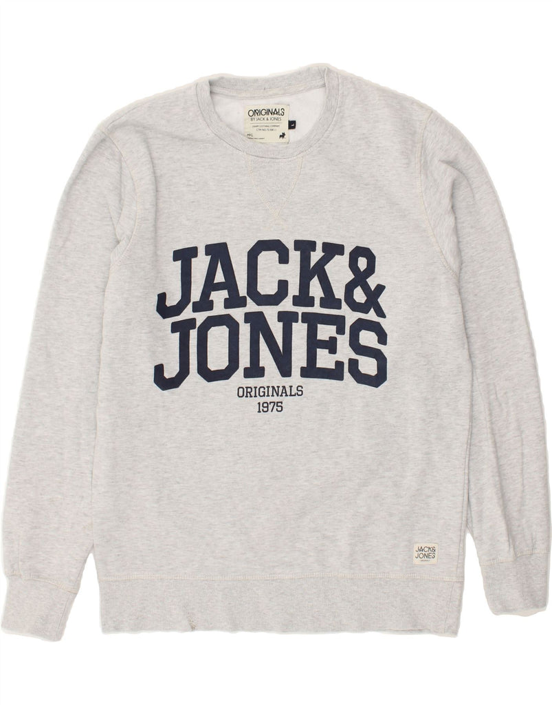 JACK & JONES Mens Graphic Sweatshirt Jumper Large Grey Cotton | Vintage Jack & Jones | Thrift | Second-Hand Jack & Jones | Used Clothing | Messina Hembry 