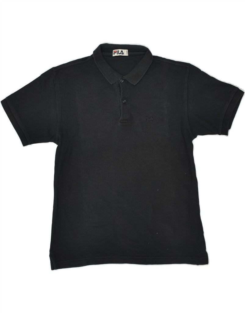 FILA Mens Polo Shirt IT 48 Medium Black Cotton | Vintage Fila | Thrift | Second-Hand Fila | Used Clothing | Messina Hembry 