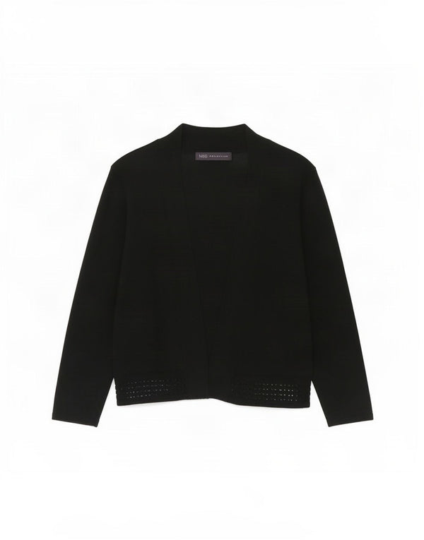 Marks & Spencer Womens 3/4 Sleeve Open Bolero Top UK 8 Small Black Viscose