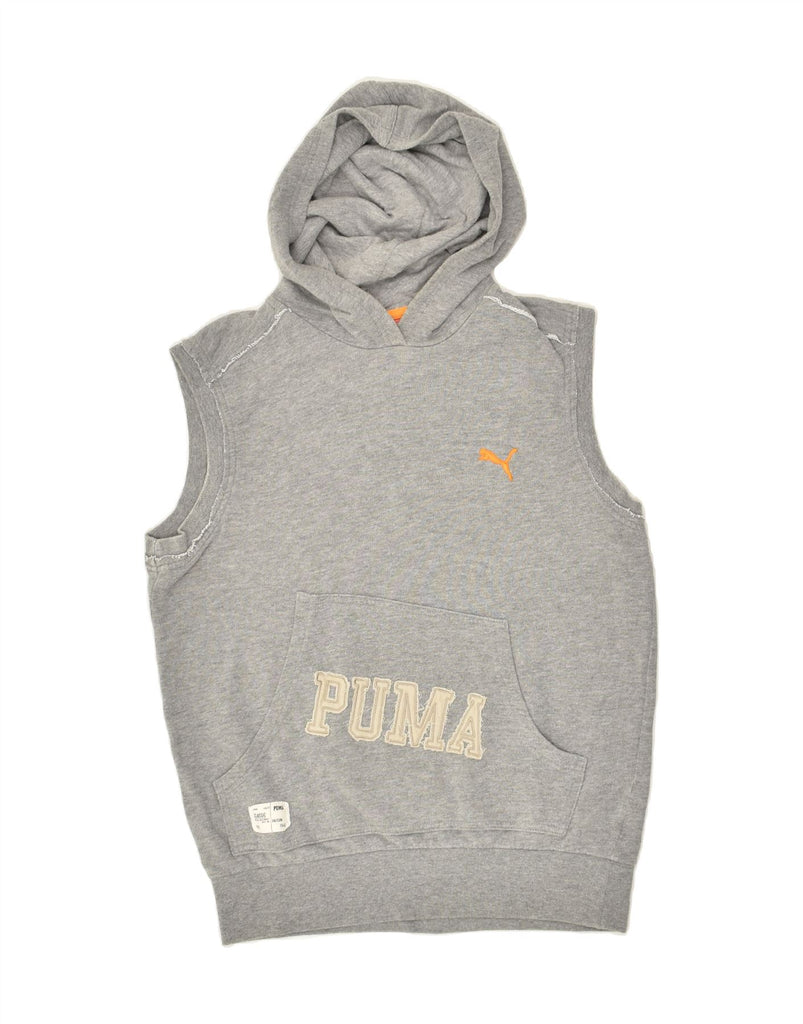 PUMA Mens Graphic Sleeveless Hoodie Jumper Small Grey Cotton | Vintage Puma | Thrift | Second-Hand Puma | Used Clothing | Messina Hembry 