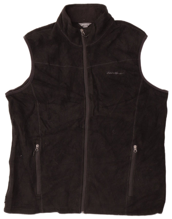 EDDIE BAUER Mens Tall Liner Fleece Gilet UK 42 XL Black Polyester