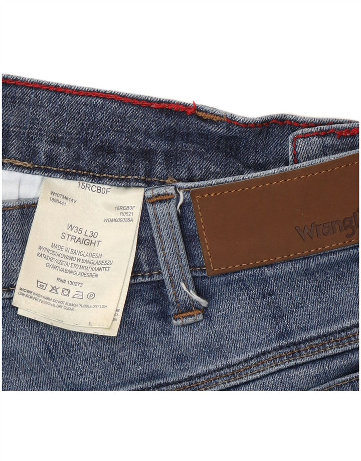 Wrangler Mens Straight Jeans W35 L30 Blue Cotton