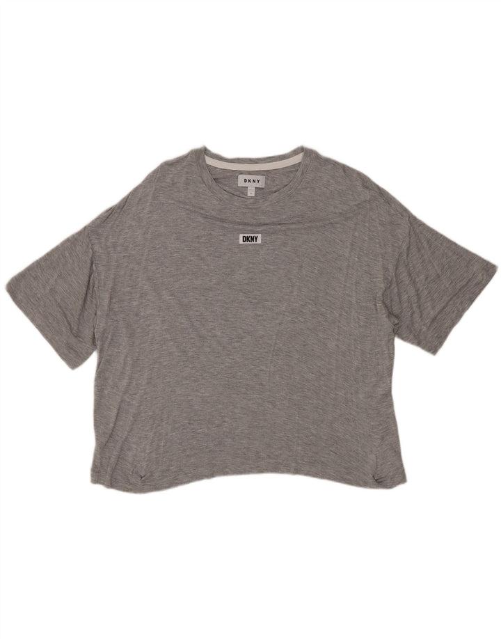 Dkny Womens Loose Fit T-Shirt Top UK 14 Medium Grey Rayon