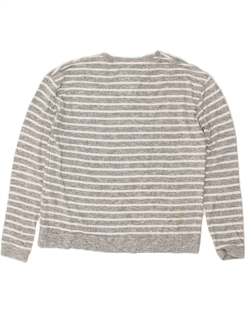 SUPERDRY Womens Graphic Crew Neck Jumper Sweater UK 10 Small Grey Striped | Vintage Superdry | Thrift | Second-Hand Superdry | Used Clothing | Messina Hembry 