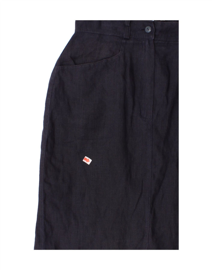 PENNY BLACK Womens Straight Skirt IT 44 Medium W28 Navy Blue Linen Vintage Penny Black and Second-Hand Penny Black from Messina Hembry 