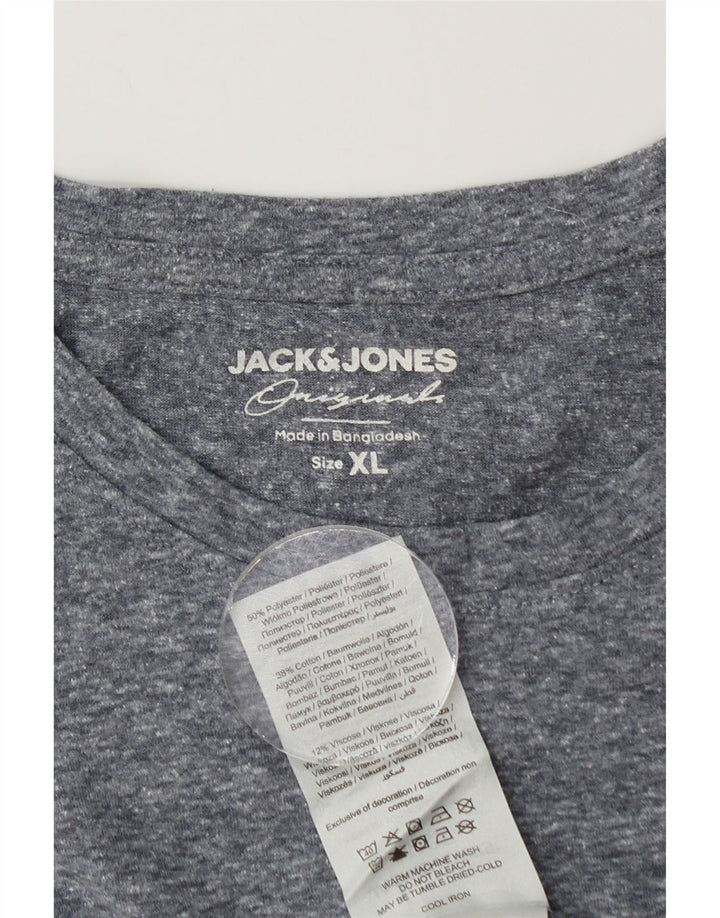 Jack & Jones Mens T-Shirt Top XL Grey Flecked Cotton