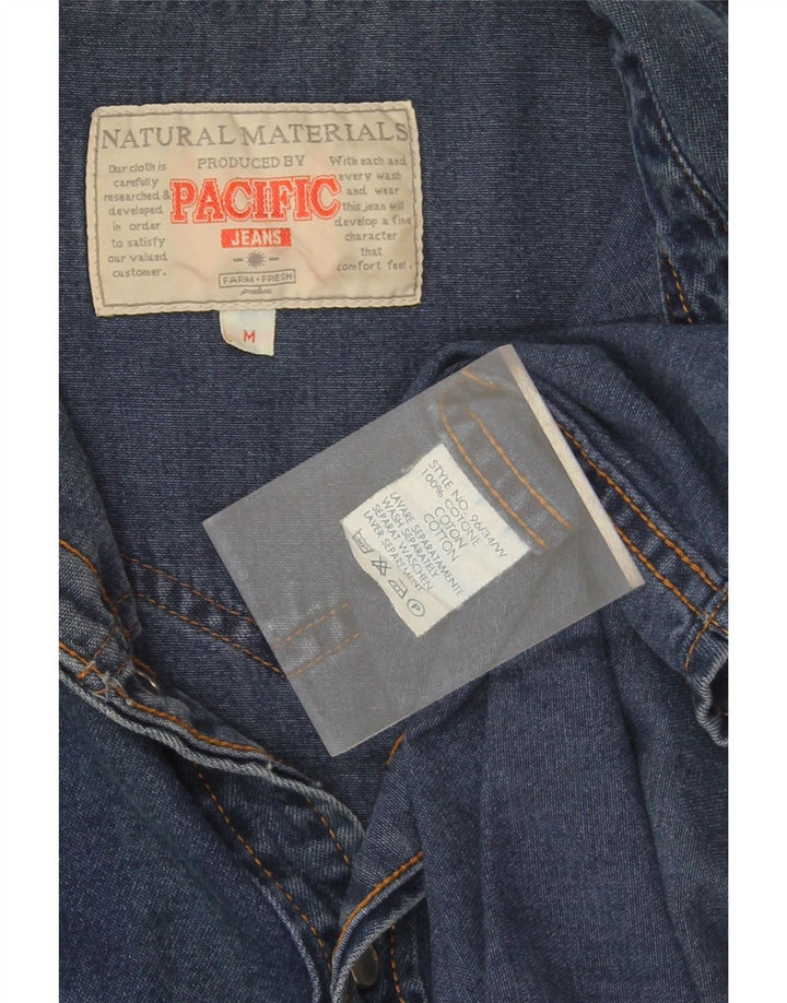 Vintage Mens Loose Fit Denim Shirt Medium Blue Cotton