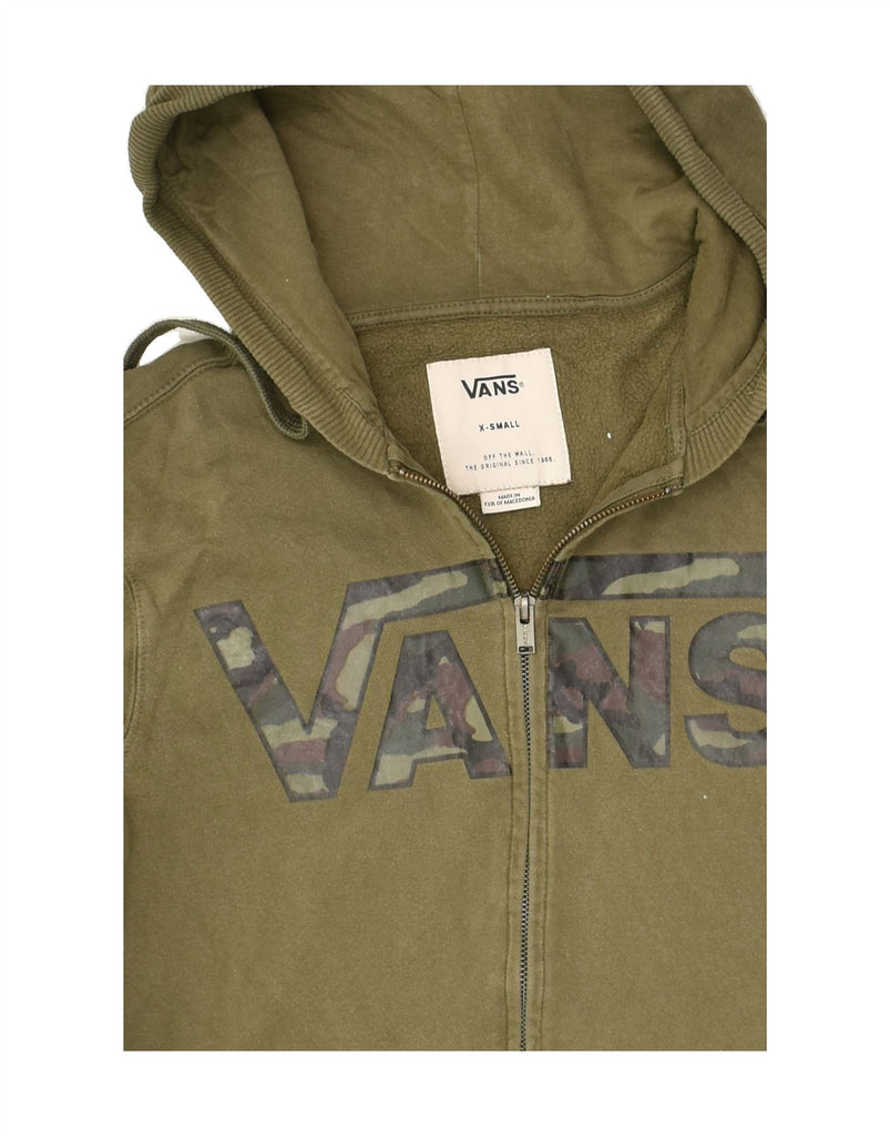 VANS Mens Graphic Zip Hoodie Sweater XS Green Cotton | Vintage Vans | Thrift | Second-Hand Vans | Used Clothing | Messina Hembry 