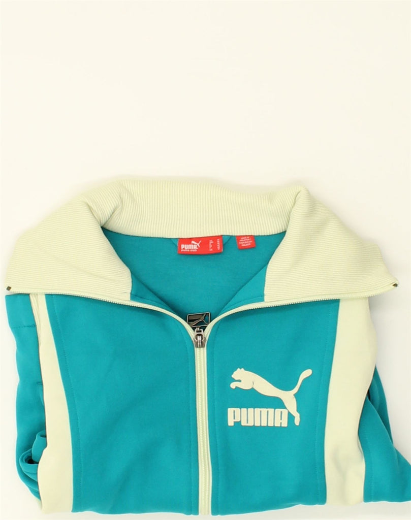 PUMA Womens Tracksuit Top Jacket UK 12 Medium  Blue Colourblock Polyester | Vintage Puma | Thrift | Second-Hand Puma | Used Clothing | Messina Hembry 