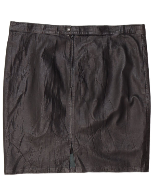 Lavorazione Artigiana Womens Mini Leather Skirt W36 XL Black