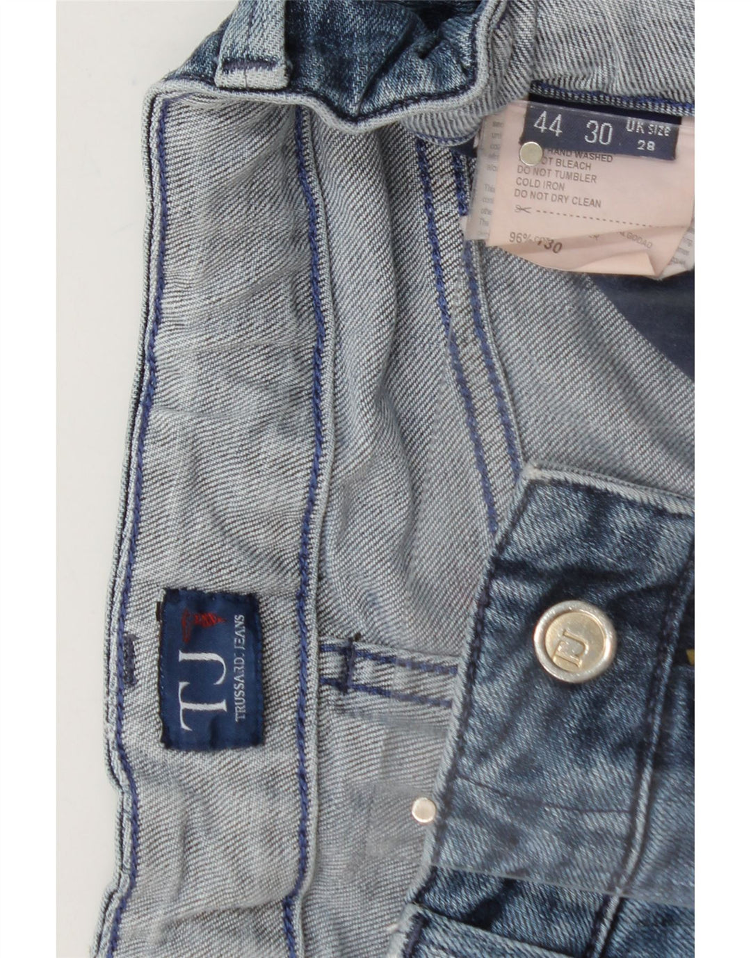 TRUSSARDI Womens Straight Jeans W28 L27 Blue Cotton Vintage Trussardi and Second-Hand Trussardi from Messina Hembry 