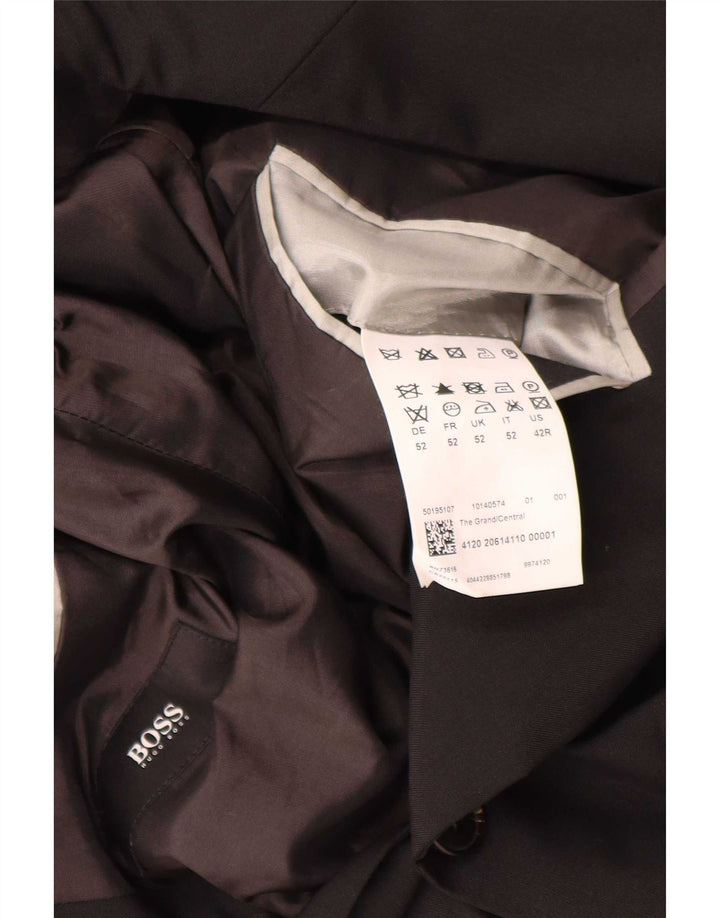 Hugo Boss Mens 2 Button Blazer Jacket EU 52 Large Black Virgin Wool