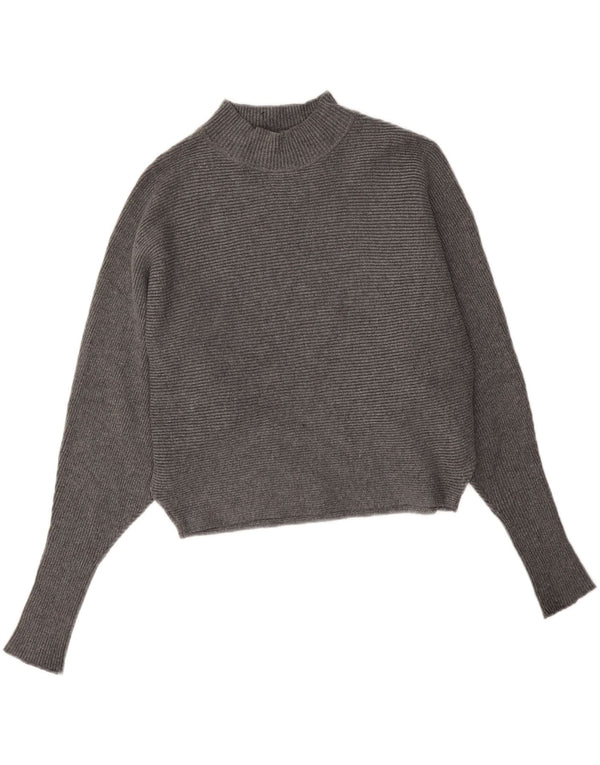 Zara Womens Crop Oversized Turtle Neck Jumper Sweater UK 10 Small Grey