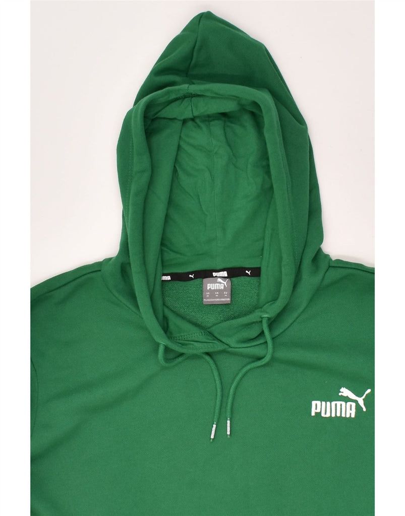 PUMA Womens Hoodie Jumper UK 14 Medium Green Cotton | Vintage Puma | Thrift | Second-Hand Puma | Used Clothing | Messina Hembry 