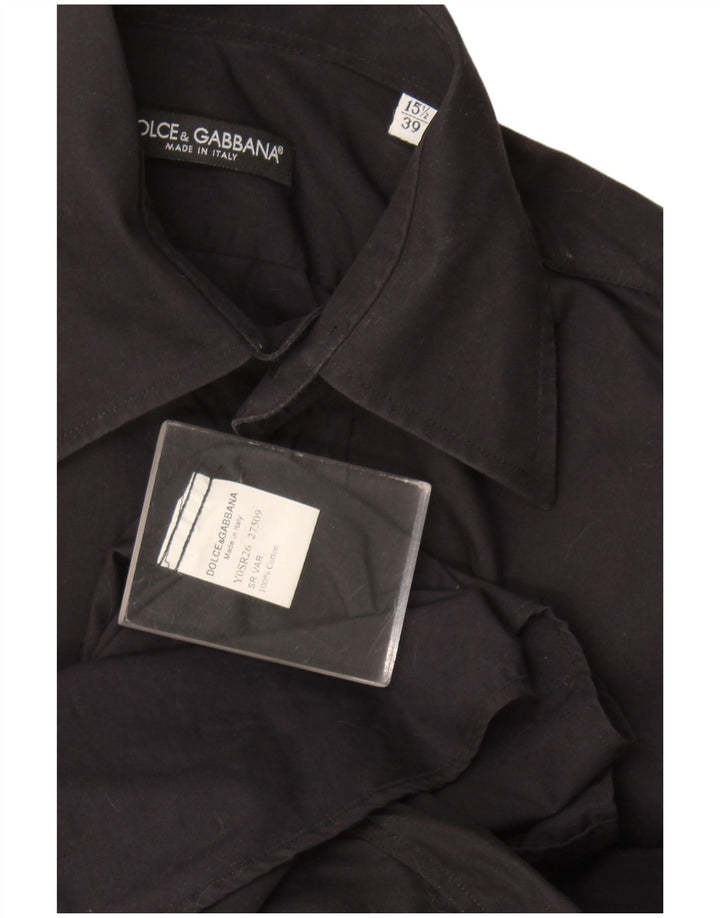 Dolce & Gabbana Mens Shirt Size 39 15 1/2 Medium Black Cotton