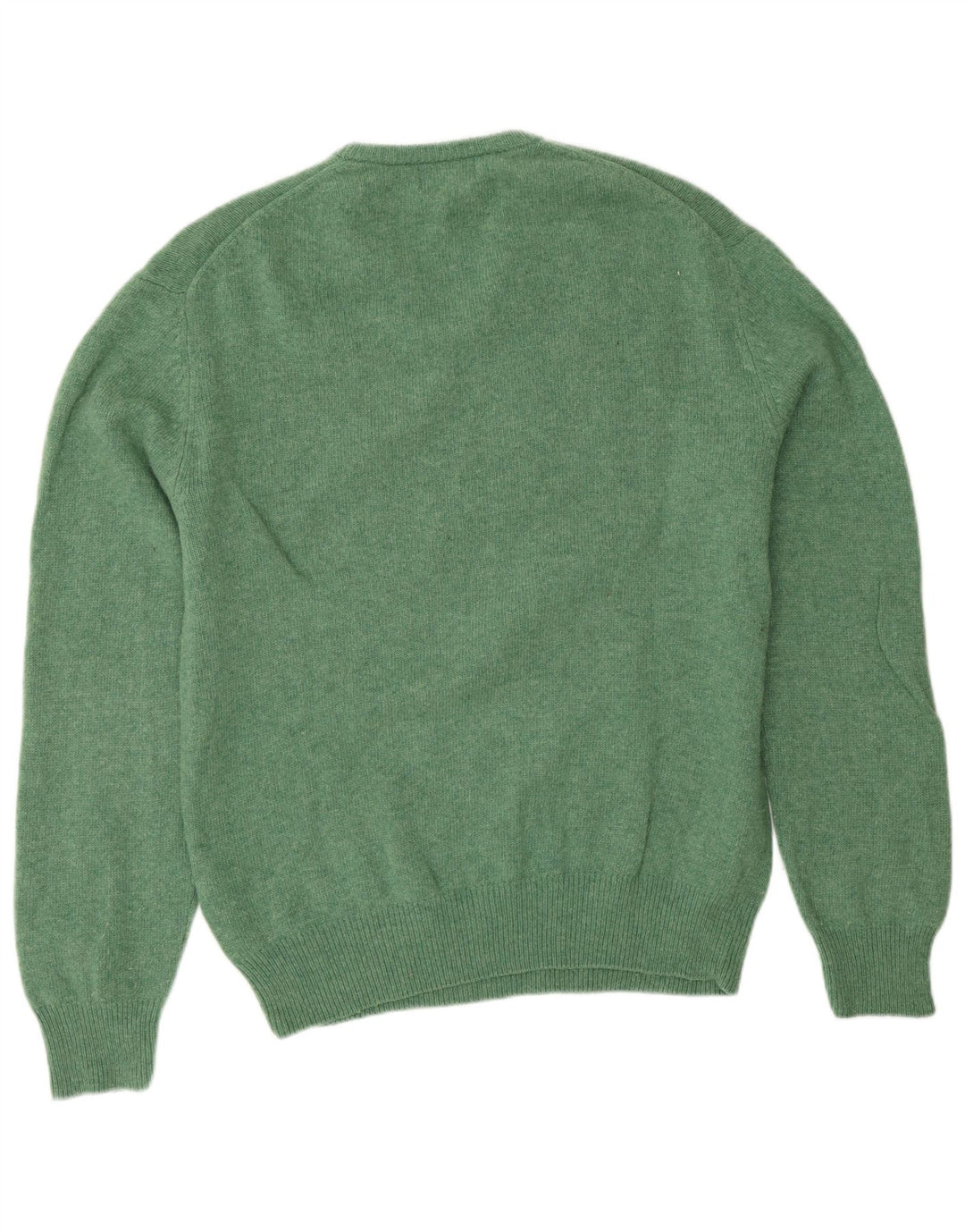 Kappa Mens V-Neck Jumper Sweater Large Green Virgin Wool