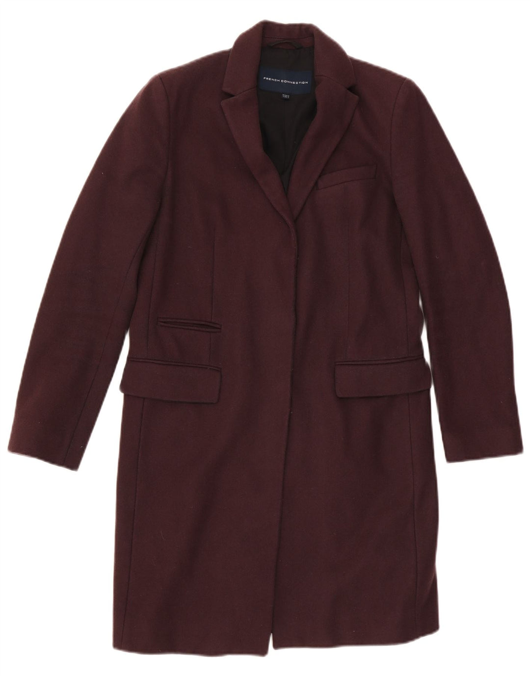 FRENCH CONNECTION Womens Open Overcoat UK 6 XS Maroon Wool
