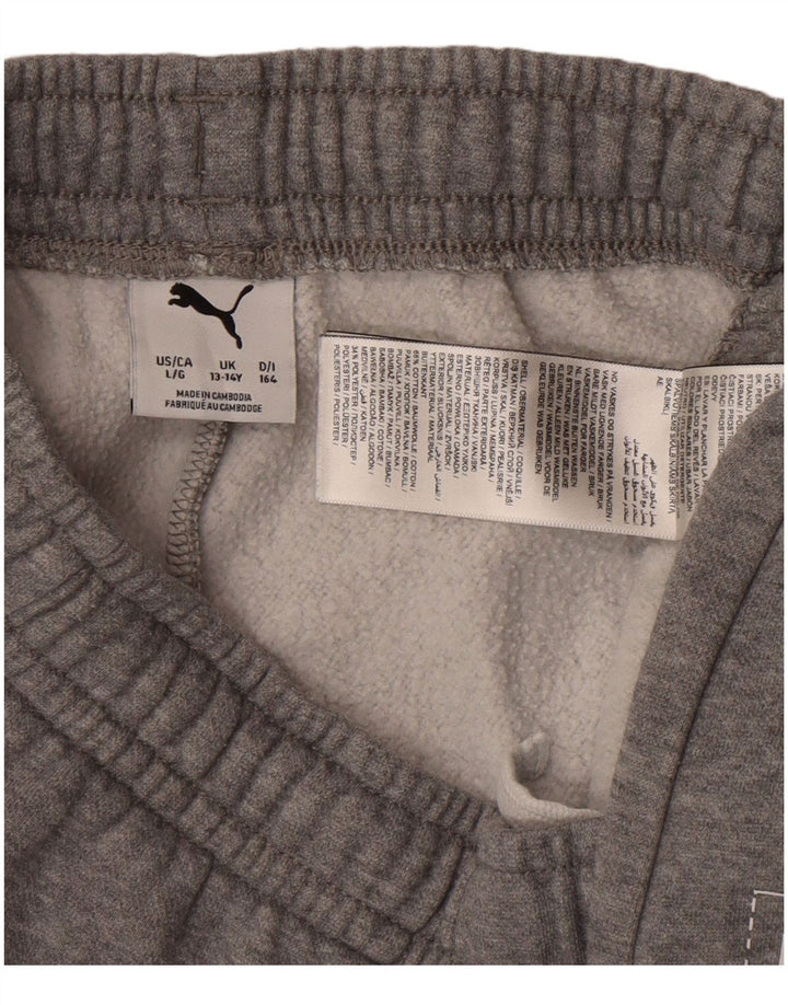 Puma Boys Graphic Tracksuit Trousers Joggers 13-14 Years Grey Cotton