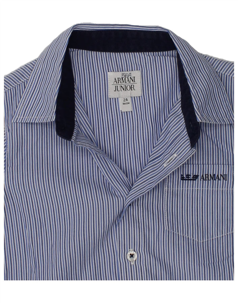 ARMANI JUNIOR Baby Boys Shirt 18-24 Months Blue Pinstripe Cotton | Vintage Armani Junior | Thrift | Second-Hand Armani Junior | Used Clothing | Messina Hembry 