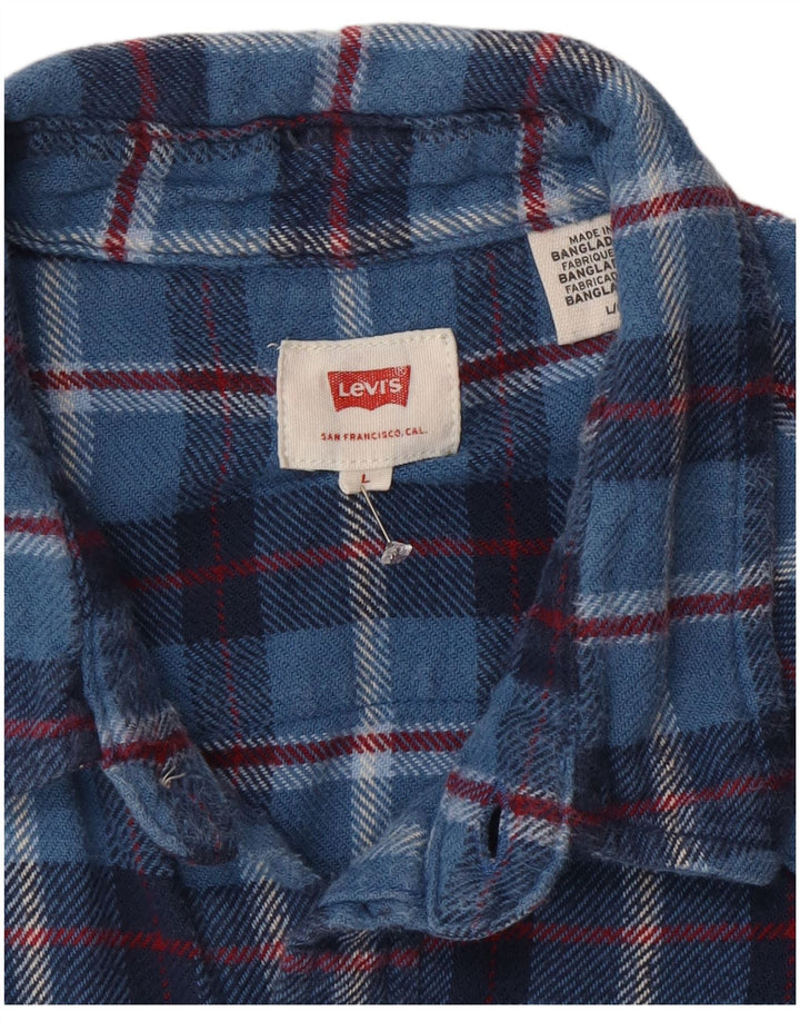 Levi's Mens Flannel Shirt Large Blue Check