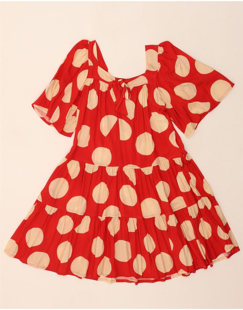 VINTAGE Womens A-Line Dress UK 12 Medium  Red Spotted Viscose Vintage Vintage and Second-Hand Vintage from Messina Hembry 