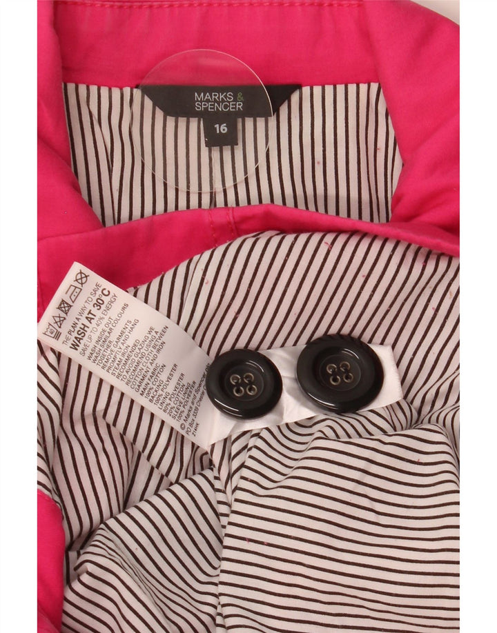 Marks & Spencer Womens Pea Coat UK 16 Large  Pink Cotton
