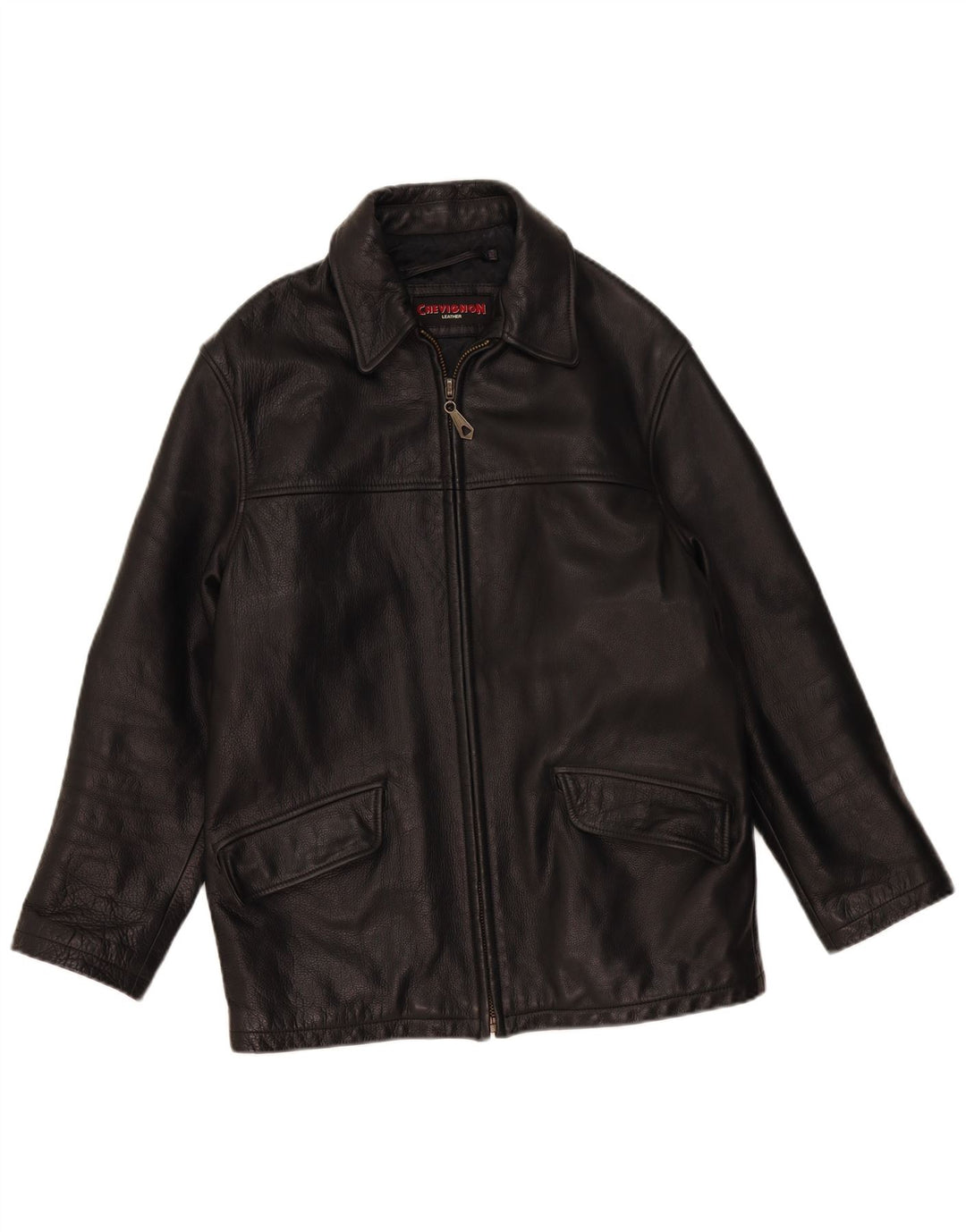 Chevignon Mens Leather Jacket UK 36 Small Black Leather