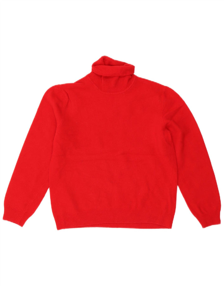 Benetton Womens Crop Roll Neck Jumper Sweater UK 10 Small Red