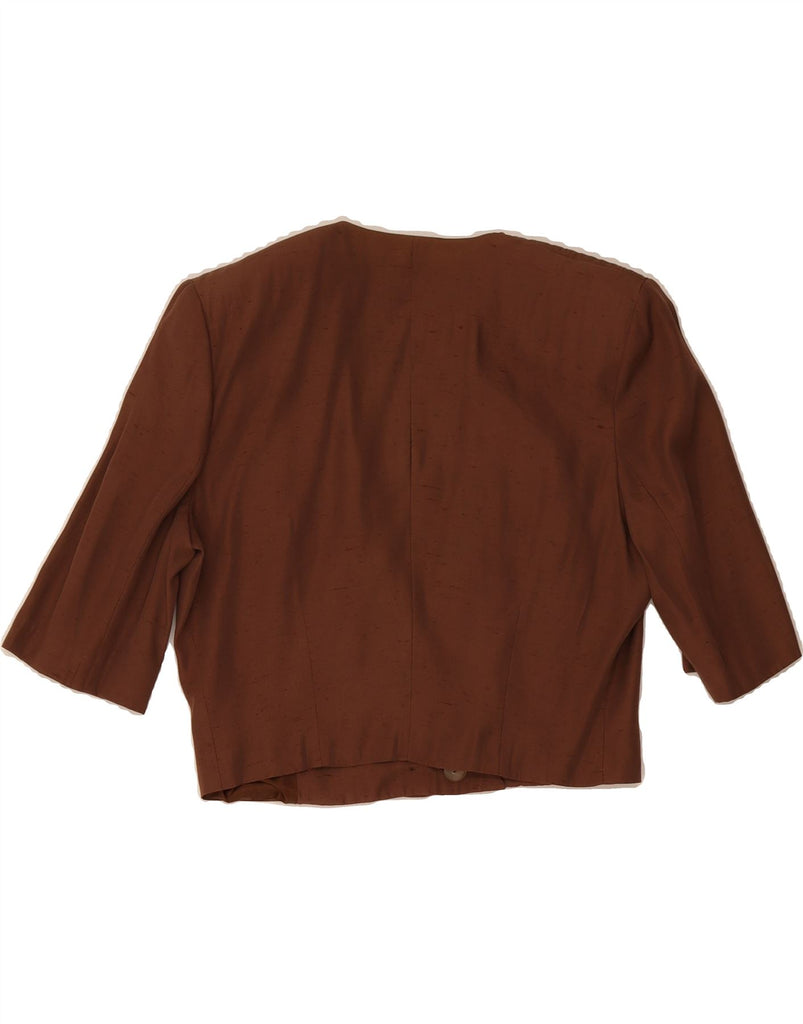 VINTAGE Womens 1/2 Sleeve Bolero Top UK 14 Medium Brown Polyester Vintage Vintage and Second-Hand Vintage from Messina Hembry 