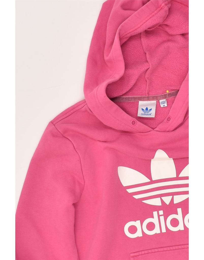 ADIDAS Womens Graphic Hoodie Jumper EU 38 Medium Pink Cotton | Vintage Adidas | Thrift | Second-Hand Adidas | Used Clothing | Messina Hembry 