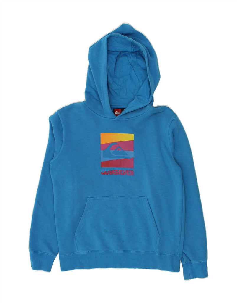 QUIKSILVER Boys Graphic Hoodie Jumper 13-14 Years Blue Cotton | Vintage Quiksilver | Thrift | Second-Hand Quiksilver | Used Clothing | Messina Hembry 