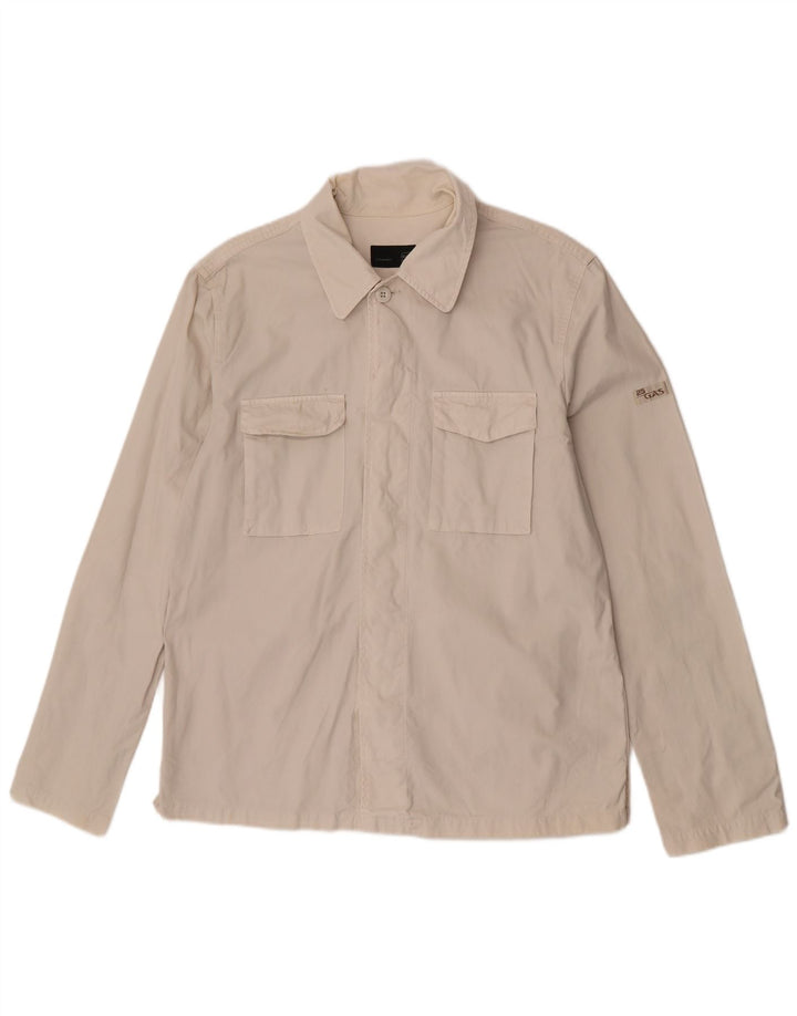 Gas Mens Bomber Jacket UK 42 XL Off White Cotton