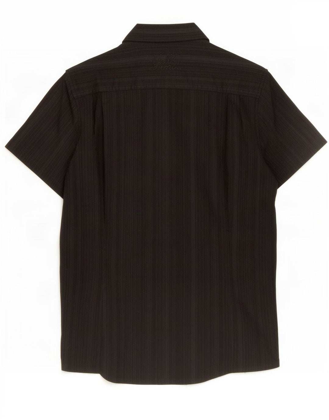 Yell! Mens Short Sleeve Shirt Medium Black Striped Cotton