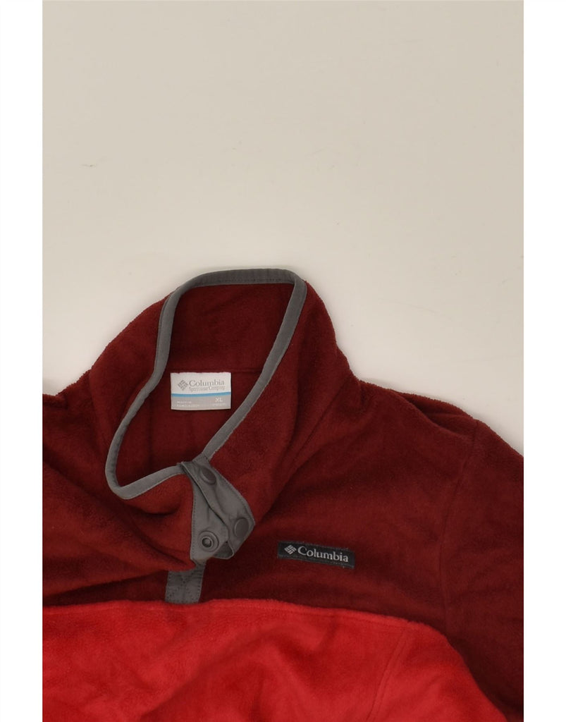 COLUMBIA Boys Button Neck Fleece Jumper 15-16 Years XL  Red Colourblock | Vintage Columbia | Thrift | Second-Hand Columbia | Used Clothing | Messina Hembry 