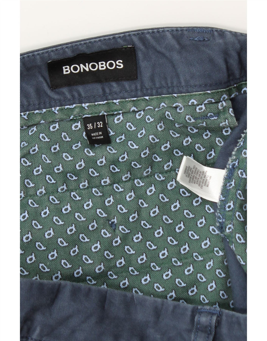 BONOBOS Mens Slim Chino Trousers W35 L30 Blue Cotton