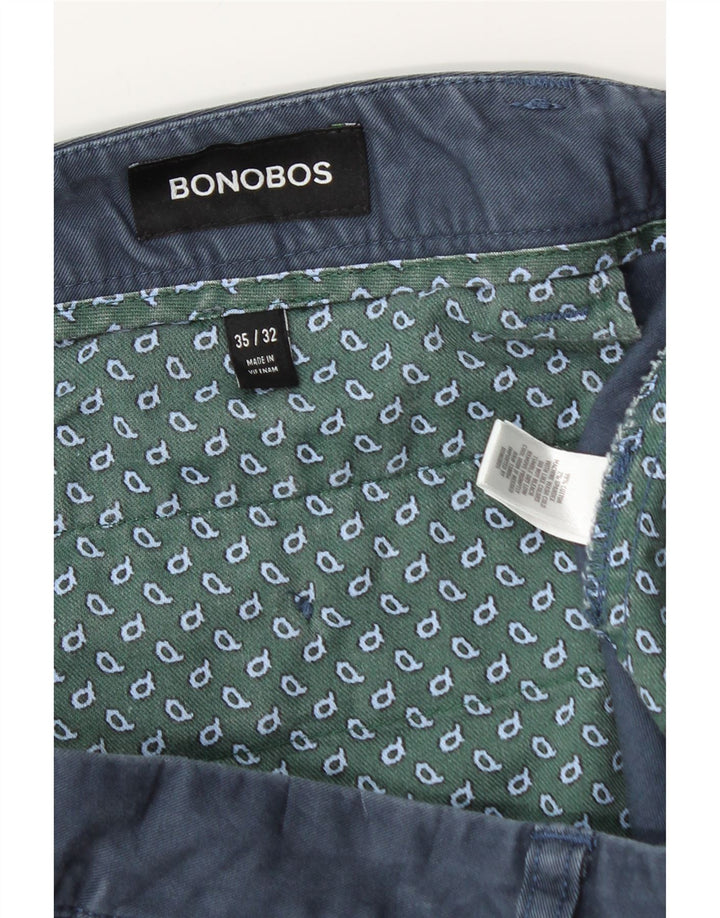 BONOBOS Mens Slim Chino Trousers W35 L30 Blue Cotton