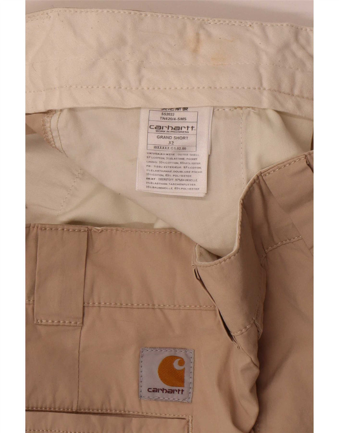 Carhartt Mens Pegged Chino Shorts W32 Medium Beige Cotton