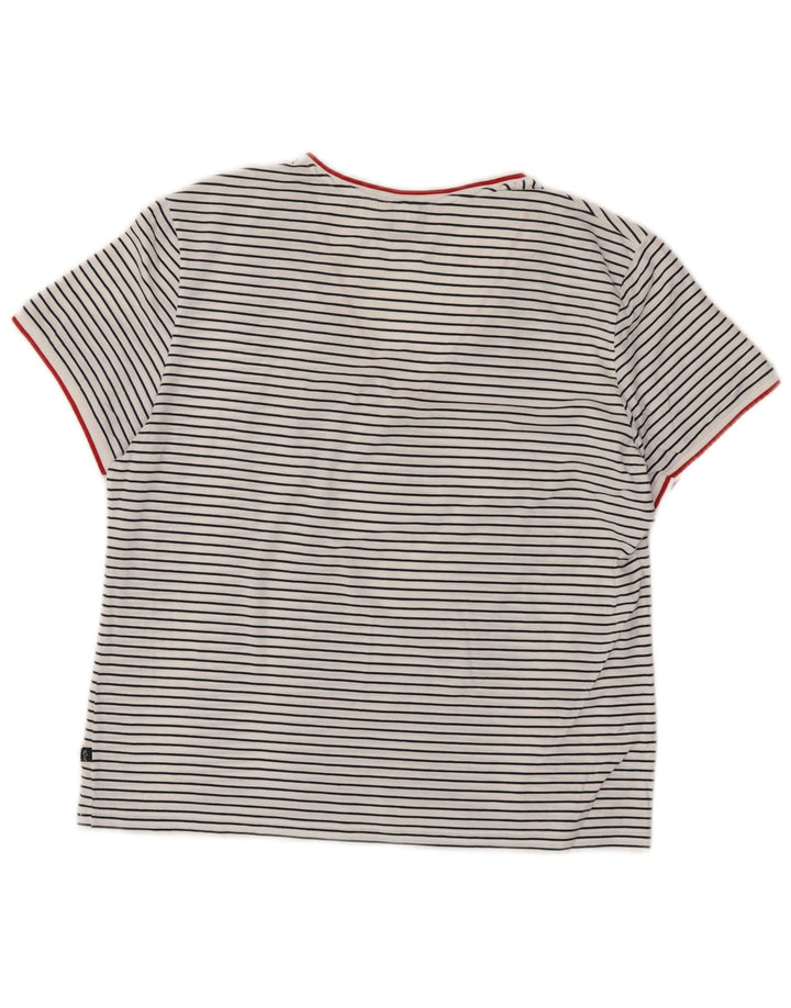 PAUL & SHARK Womens T-Shirt Top UK 18 XL White Striped Cotton