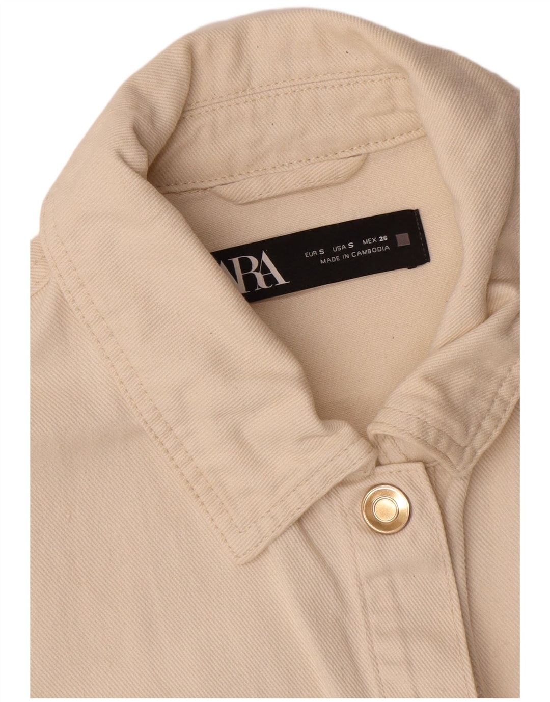 Zara Womens Bomber Jacket UK 10 Small Off White Cotton