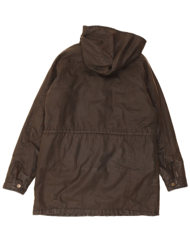 Fat Face Womens Hooded Waxed Cotton Jacket UK 12 Medium Brown Cotton