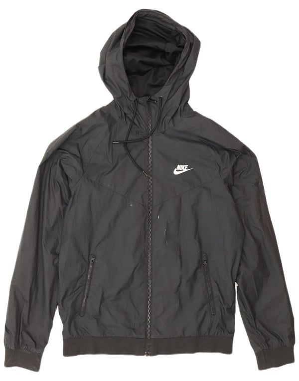 Nike Mens Hooded Rain Jacket UK 36 Small Black Polyester
