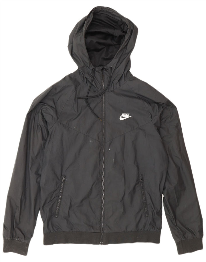 Nike Mens Hooded Rain Jacket UK 36 Small Black Polyester