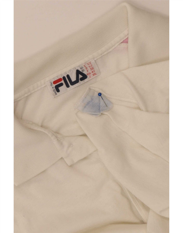 Fila Mens Graphic Polo Shirt IT 52 Large White Cotton