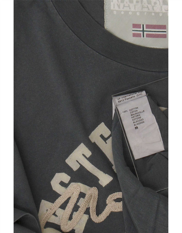 Napapijri Mens Graphic T-Shirt Top Large Grey Cotton