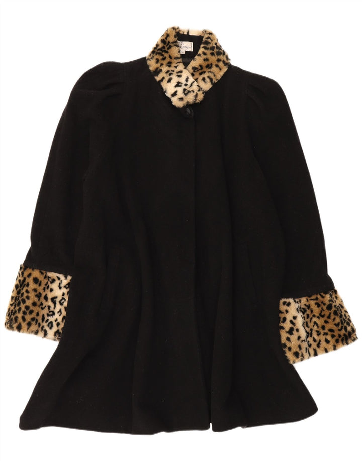 Carolina Pedrjoni Womens Oversized Overcoat UK 10 Small Black Animal Print